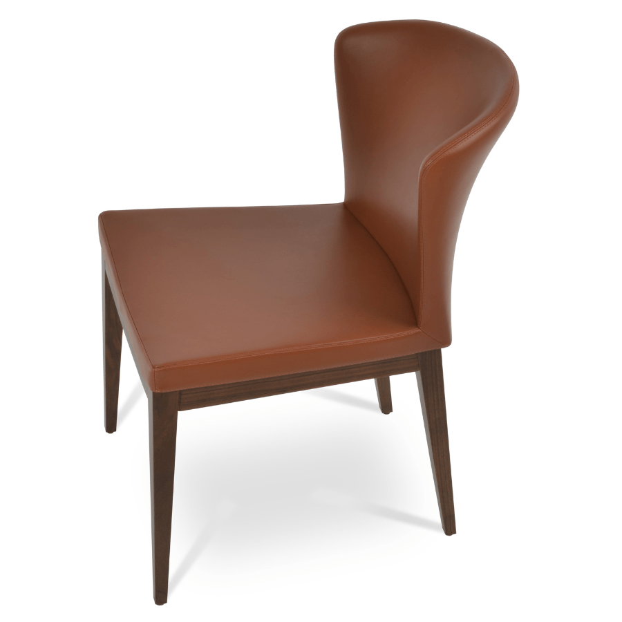 Brown Leather Dining Chair Capri Wood - Your Bar Stools Canada