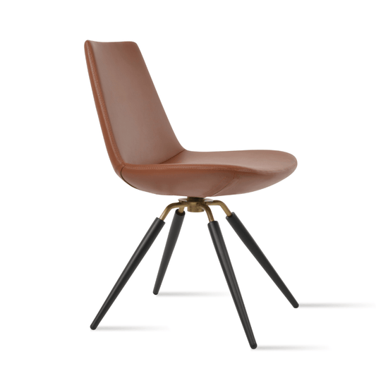 Brown Leather Swivel Chair | Eiffel Tan - Your Bar Stools Canada