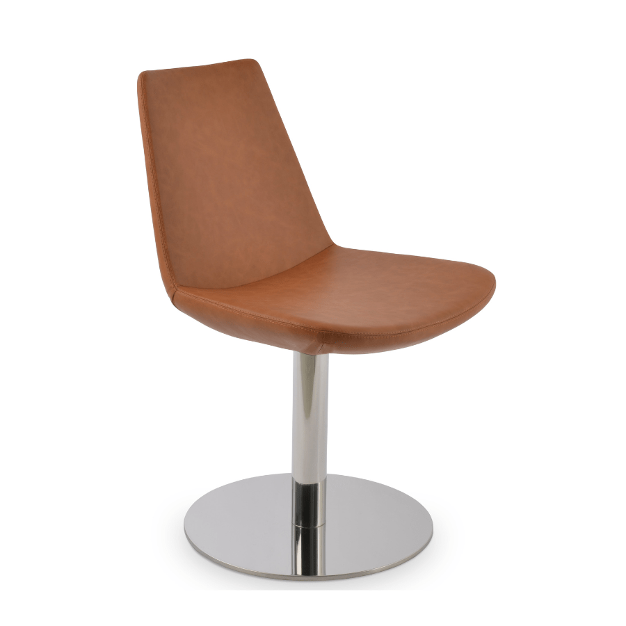 Brown Leather Swivel Chair | Eiffel Tan - Your Bar Stools Canada