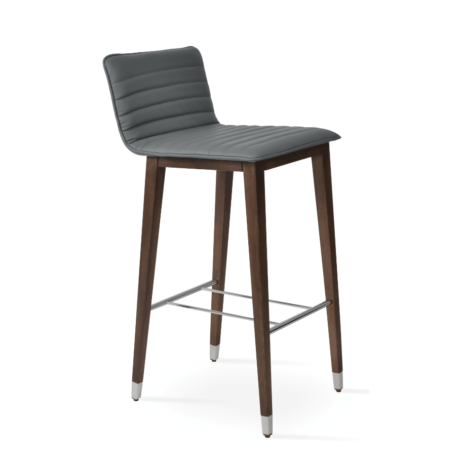 Corona Grey Leather Bar Stools - Your Bar Stools Canada