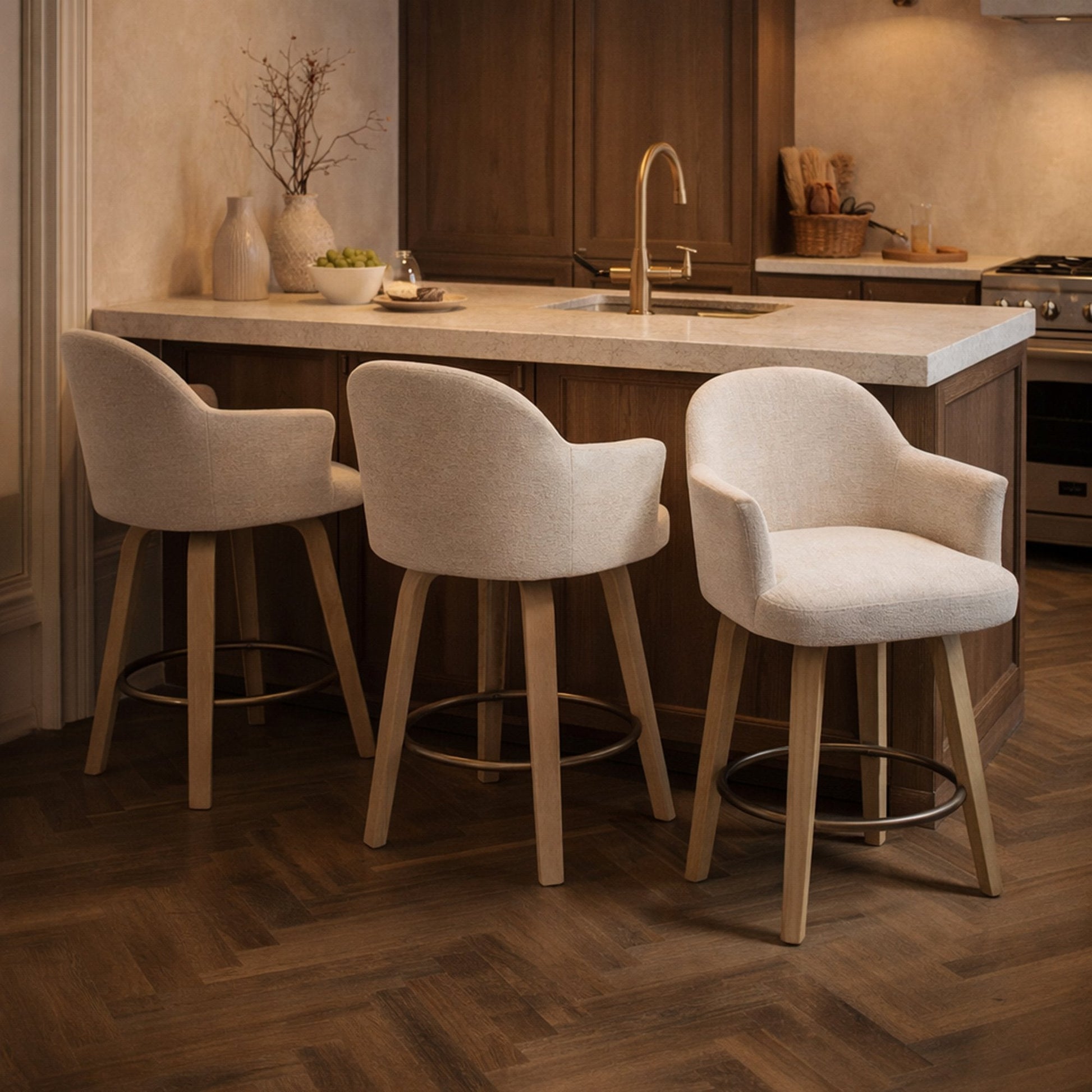 Cream Upholstery Swivel Counter Stool Torra | Set of 2 - Your Bar Stools Canada