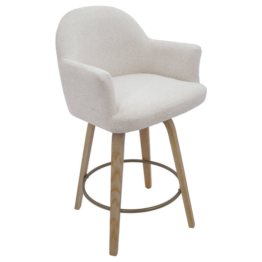 Cream Upholstery Swivel Counter Stool Torra | Set of 2 - Your Bar Stools Canada