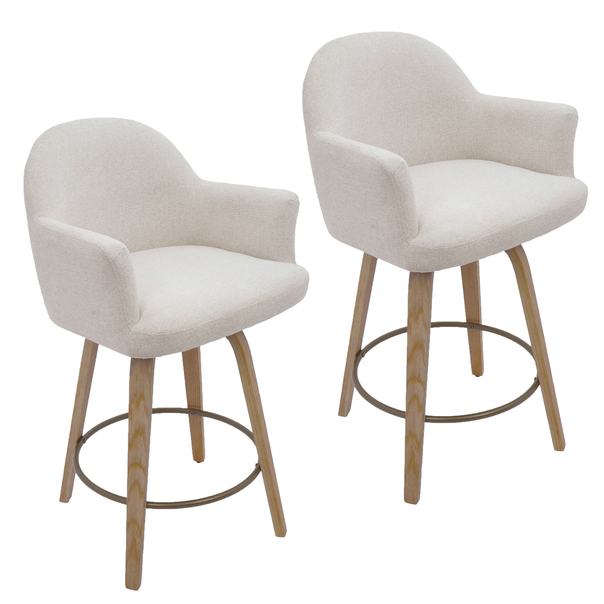 Cream Upholstery Swivel Counter Stool Torra | Set of 2 - Your Bar Stools Canada
