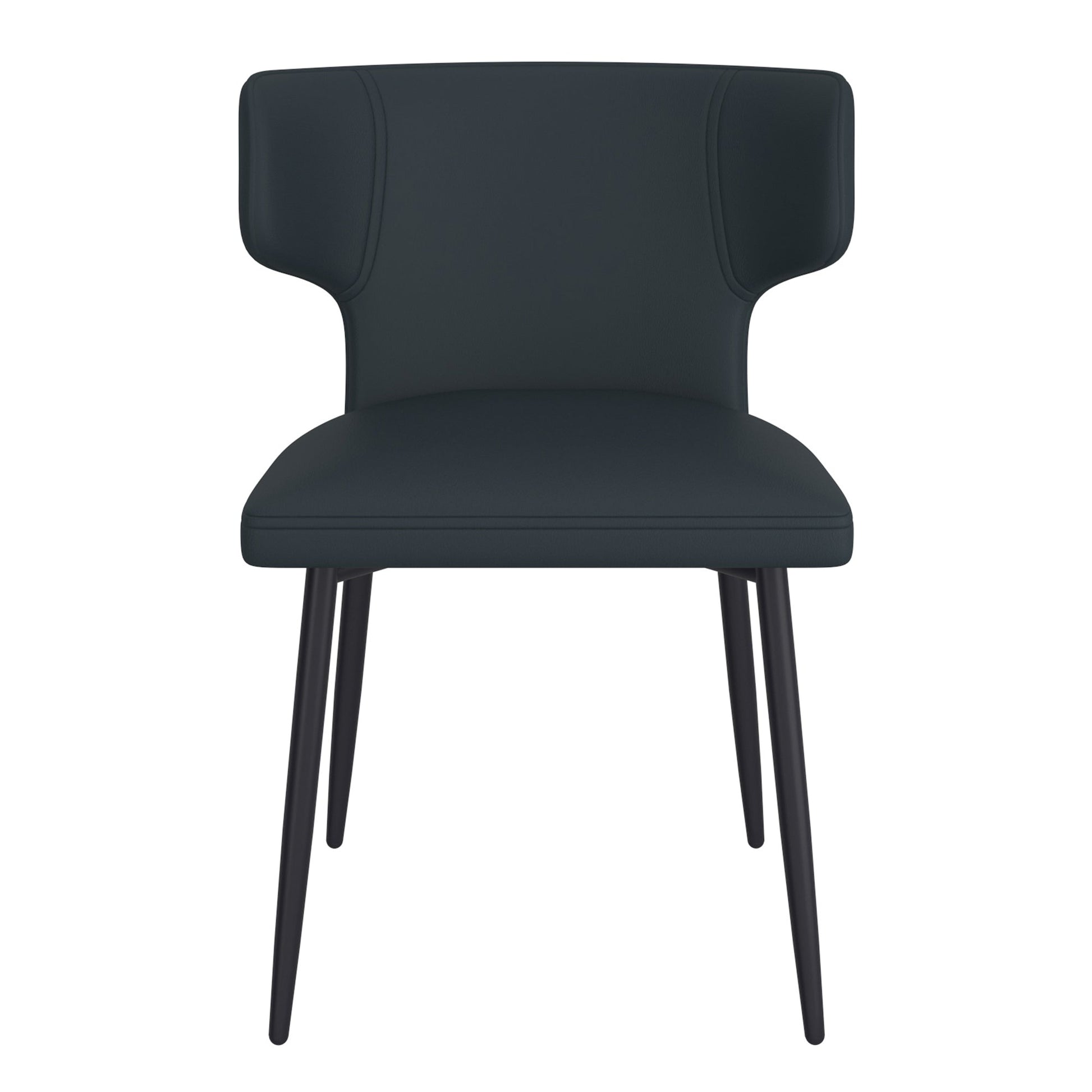 Curvy Back Dining Chairs | Set of 2 | Olis Black Leather - Your Bar Stools Canada