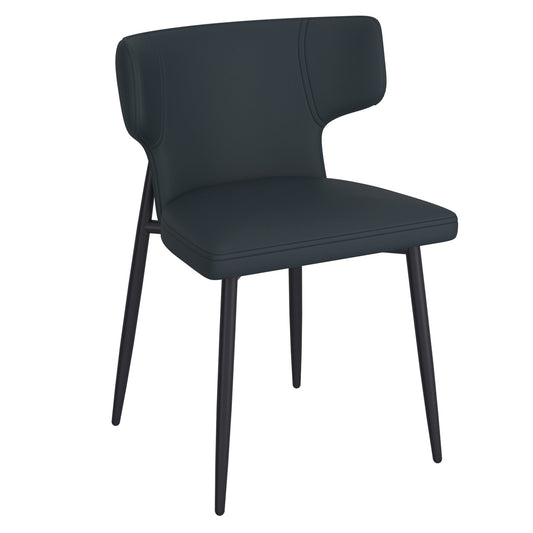 Curvy Back Dining Chairs | Set of 2 | Olis Black Leather - Your Bar Stools Canada