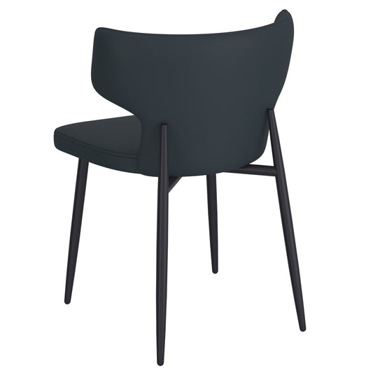 Curvy Back Dining Chairs | Set of 2 | Olis Black Leather - Your Bar Stools Canada