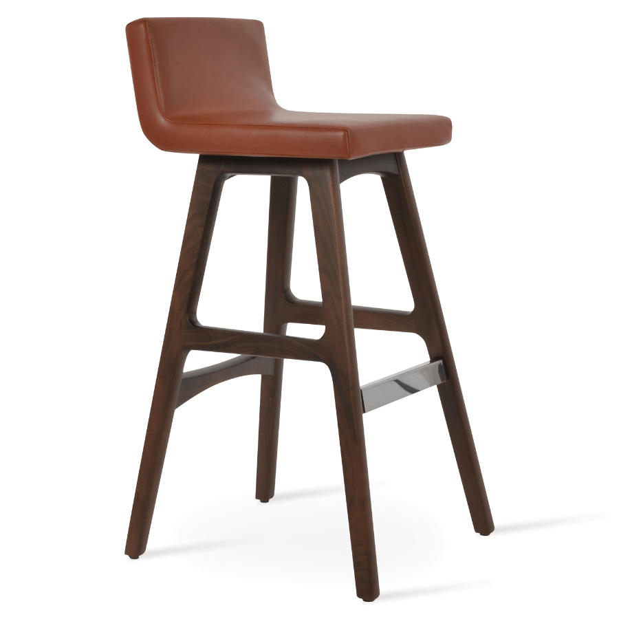 Dallas Wood Brown Leather Bar Stools - Your Bar Stools Canada