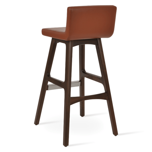 Dallas Wood Brown Leather Bar Stools - Your Bar Stools Canada