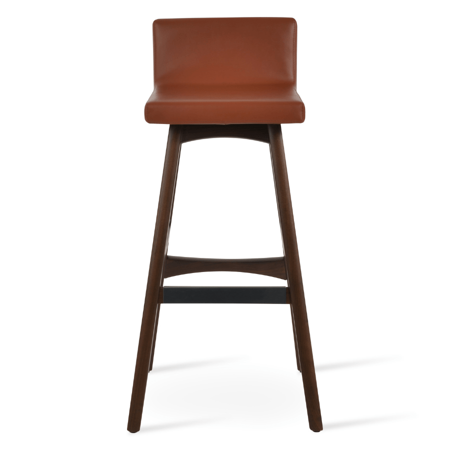 Dallas Wood Brown Leather Bar Stools - Your Bar Stools Canada