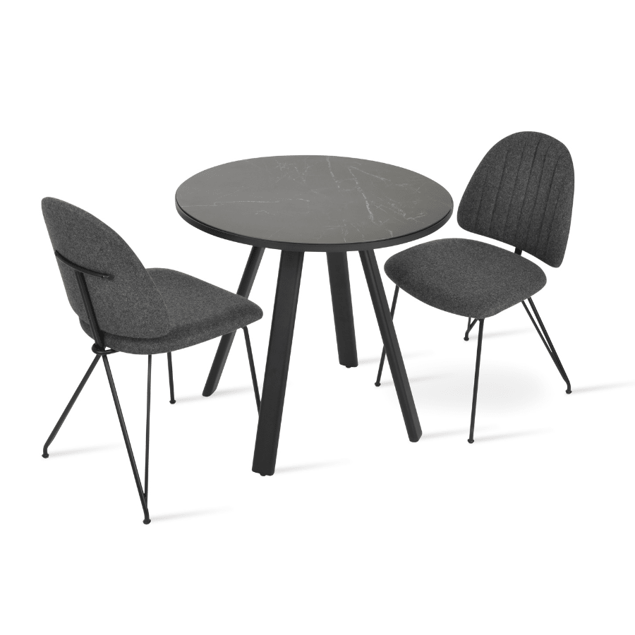 Denver Round Dining Table | Black 32" Ceramic Top - Your Bar Stools Canada
