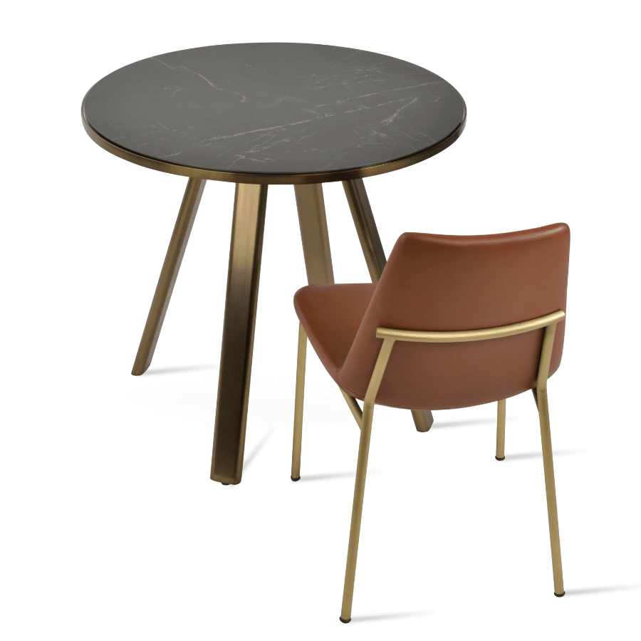 Denver Round Dining Table | Black Top Brass Legs - Your Bar Stools Canada