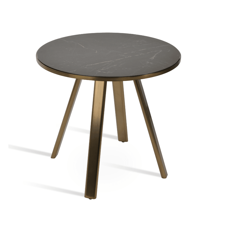 Denver Round Dining Table | Black Top Brass Legs - Your Bar Stools Canada