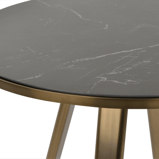 Denver Round Dining Table | Black Top Brass Legs - Your Bar Stools Canada