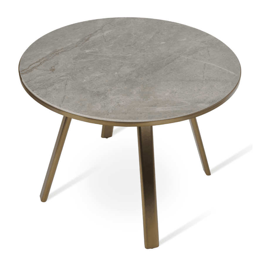 Denver Round Dining Table | Grey Top Brass Legs - Your Bar Stools Canada