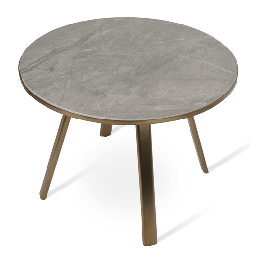 Denver Round Dining Table | Grey Top Brass Legs - Your Bar Stools Canada