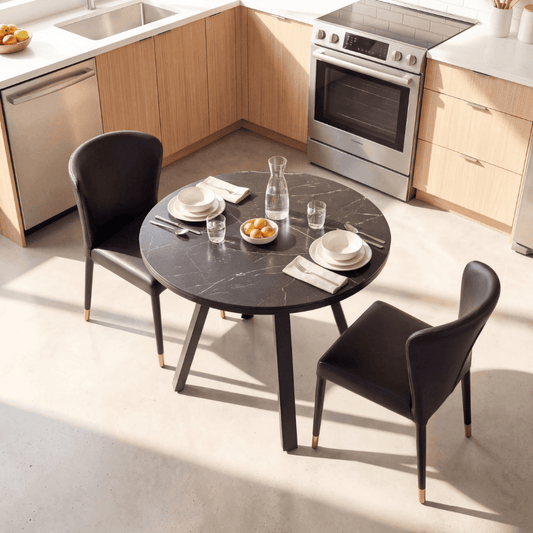 Denver Small Round Ceramic Dining Set - Black - Your Bar Stools Canada