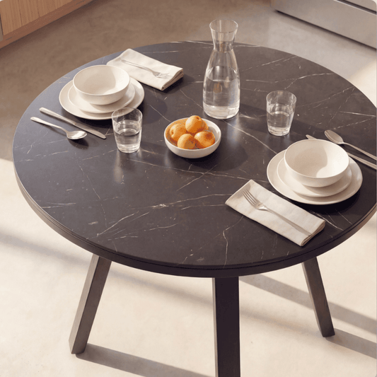 Denver Small Round Ceramic Dining Set - Black - Your Bar Stools Canada