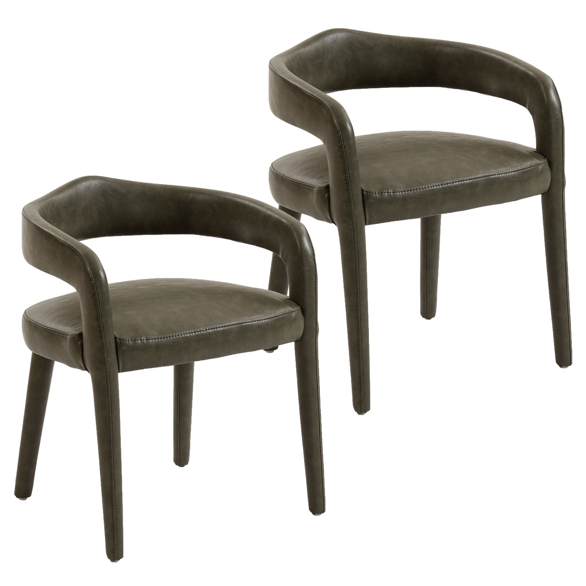 Dining Chairs Set of 2 | Caden Green Leather - Your Bar Stools Canada