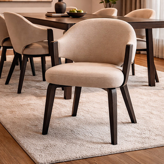 Dining Chairs Set of 2 | Freya Upholstered Beige|Walnut - Your Bar Stools Canada