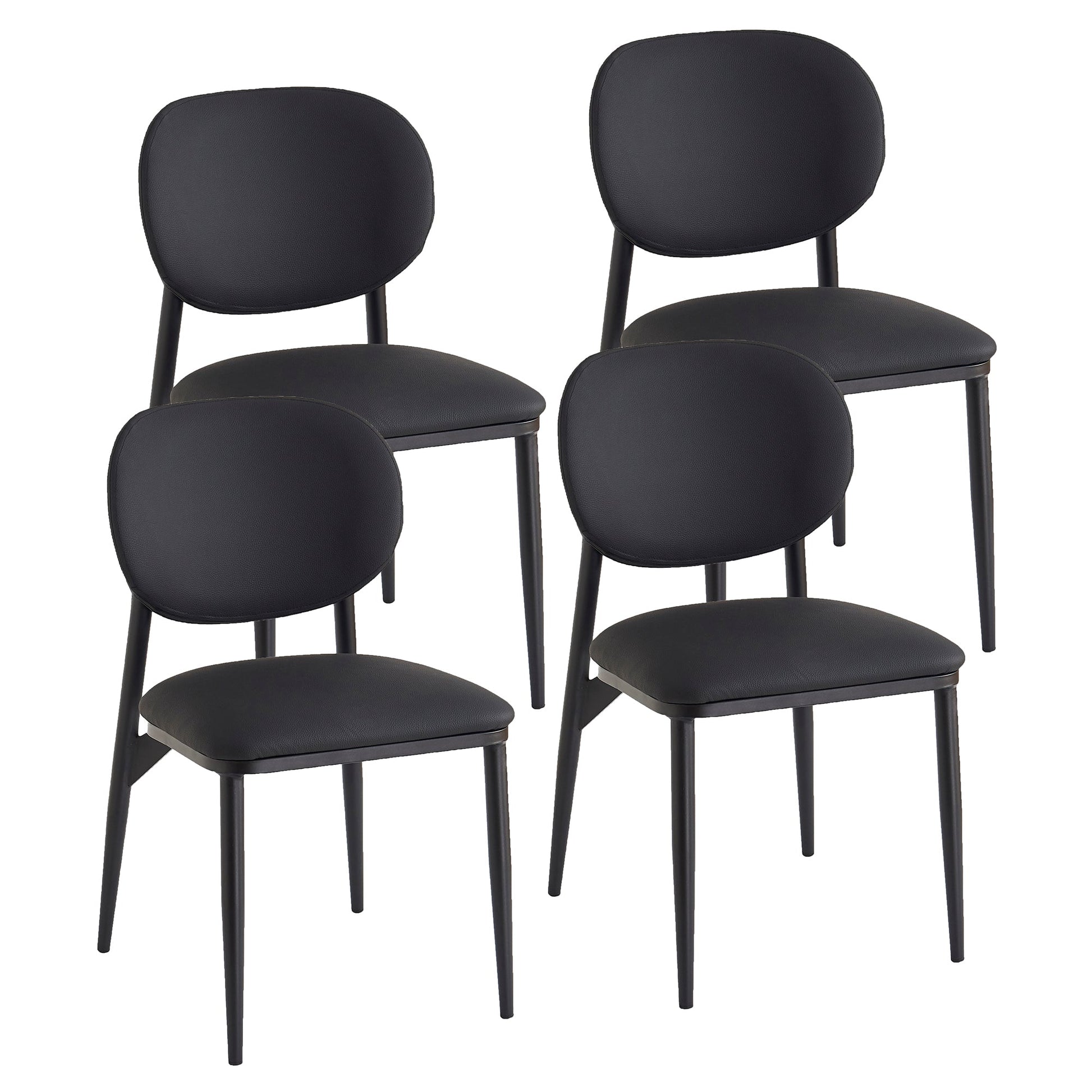 Dining Chairs set of 4 Gideon Black Leather - Your Bar Stools Canada