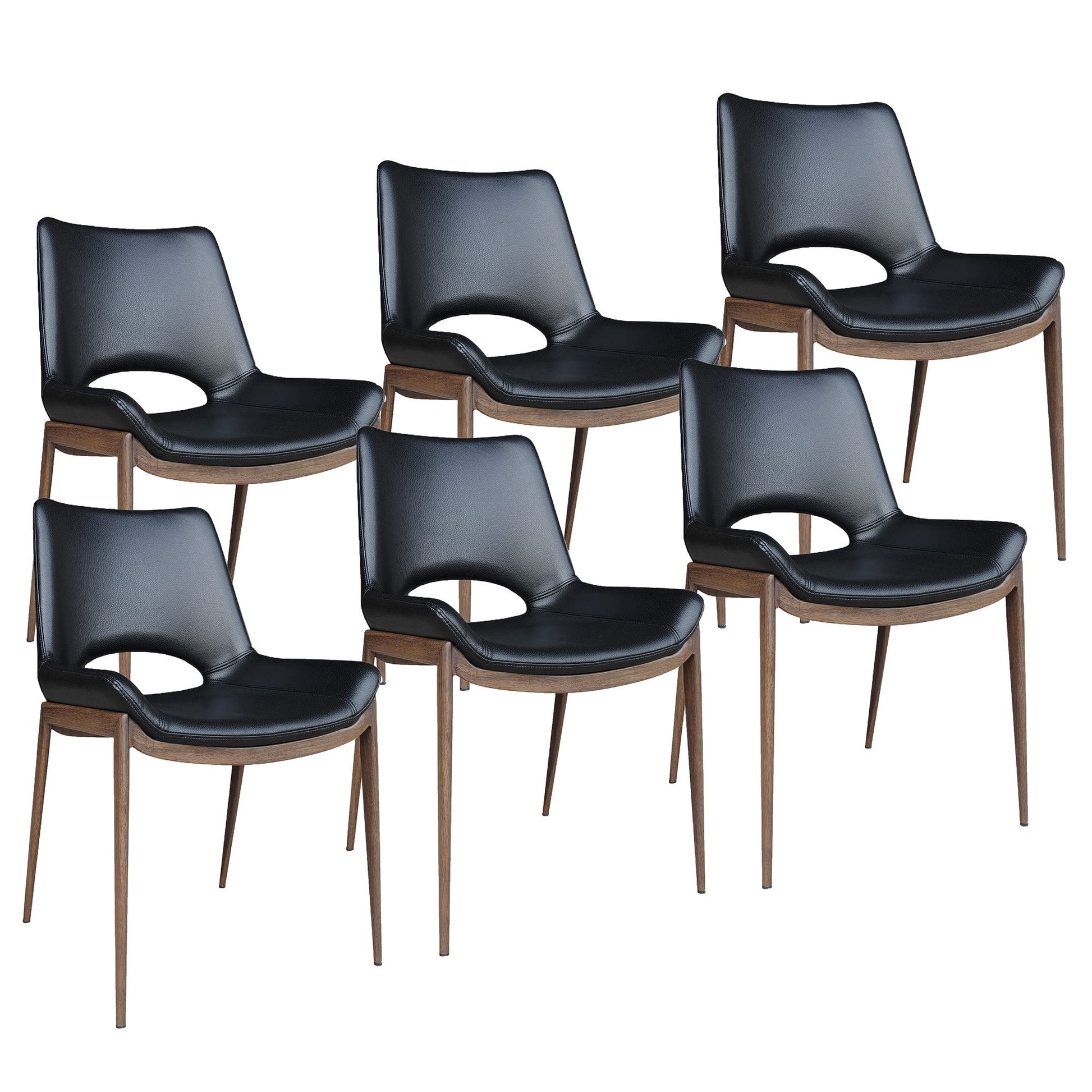 Dining Chairs set of 6 Icona Black | Walnut - Your Bar Stools Canada