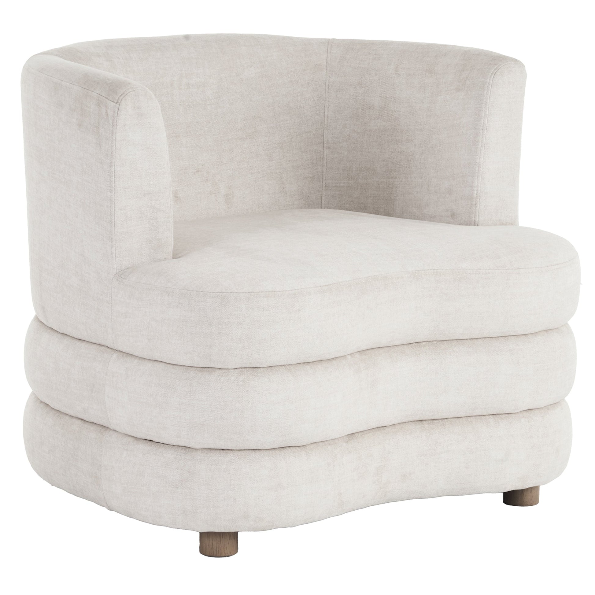 Dorian Beige Curved Base Velvet Accent Chair - Your Bar Stools Canada