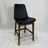 Eiffel HB Black Leather Bar Stool with back, solid walnut legs and chrome footrest