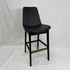 Eiffel HB Black Leather Stool with backrest, black frame and brass footrest.