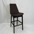 Eiffel HB Brown Leather Counter Stool with back, black legs and brass footrest