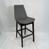 Eiffel HB Gray Leather Counter Stool with back support, black legs, and brass footrest.