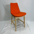 Eiffel HB Orange Leather Bar Stool with light wood legs, chrome footrest, high-back, mid-century design.