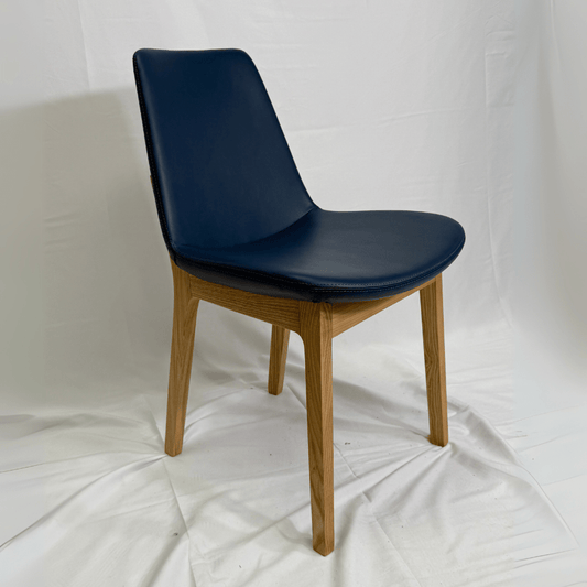 Eiffel HB Petrol Blue Leather Dining Chair - Your Bar Stools Canada