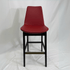 Eiffel HB Red Leather Barstool with a black metal frame and brass footrest.