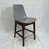 Eiffel HB Silver Leather Bar Stool with dark wood frame and metal footrest.