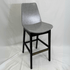 Eiffel HB Silver Leather Counter Stool with back support, black wood legs, brass foot rail.