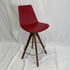 Eiffel Red Swivel Bar Stool with wooden legs and chrome footring, 360-degree rotation, mid-century modern.