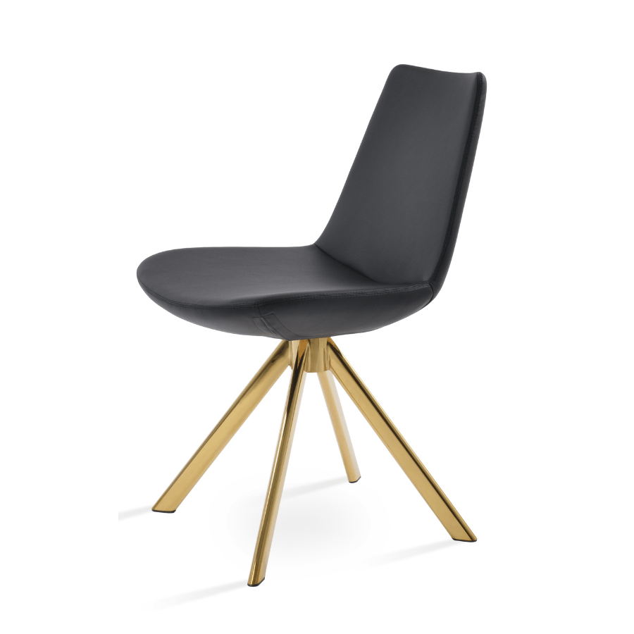 Eiffel Swivel Dining Chairs | Black Leather - Your Bar Stools Canada