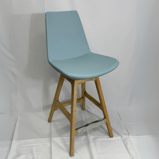 Eiffel Wood Light Blue Leather Bar Stools - Your Bar Stools Canada