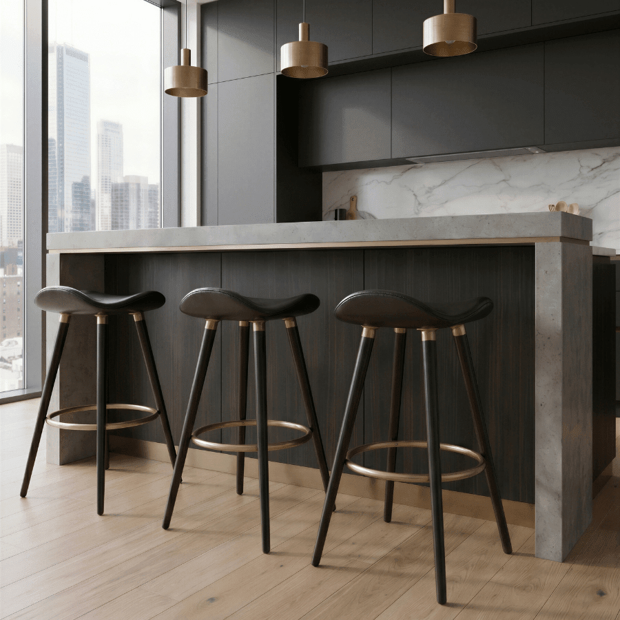 Falcon Black Leather Backless Counter Stool Ana - Your Bar Stools Canada