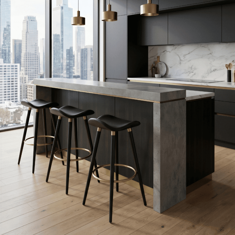 Falcon Black Leather Backless Counter Stool Ana - Your Bar Stools Canada