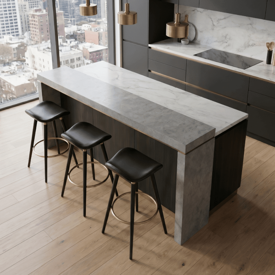 Falcon Black Leather Backless Counter Stool Ana - Your Bar Stools Canada