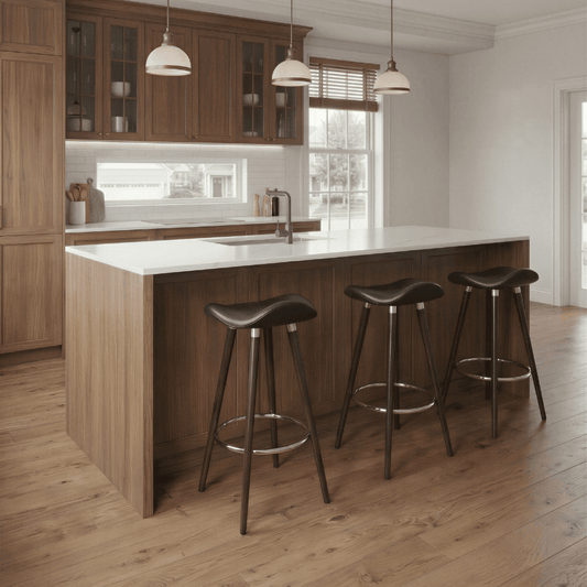 Falcon Black Leather Backless Counter Stool Chrome - Your Bar Stools Canada
