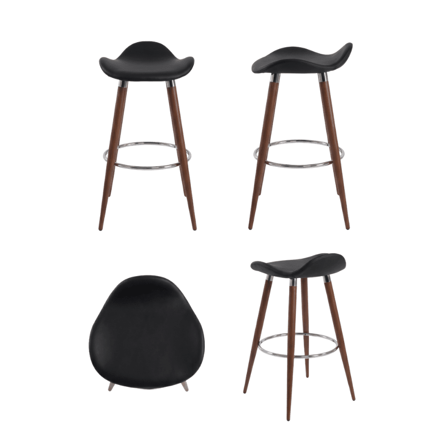 Falcon Black Leather Backless Counter Stool Chrome - Your Bar Stools Canada