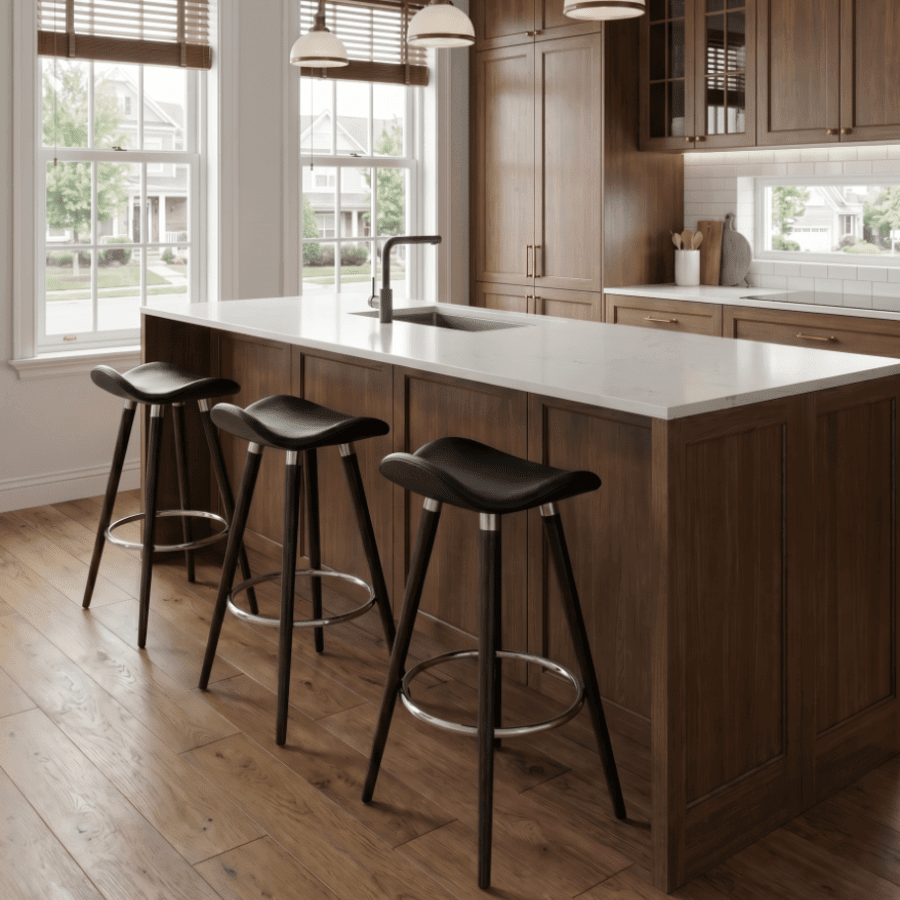 Falcon Black Leather Backless Counter Stool Chrome - Your Bar Stools Canada