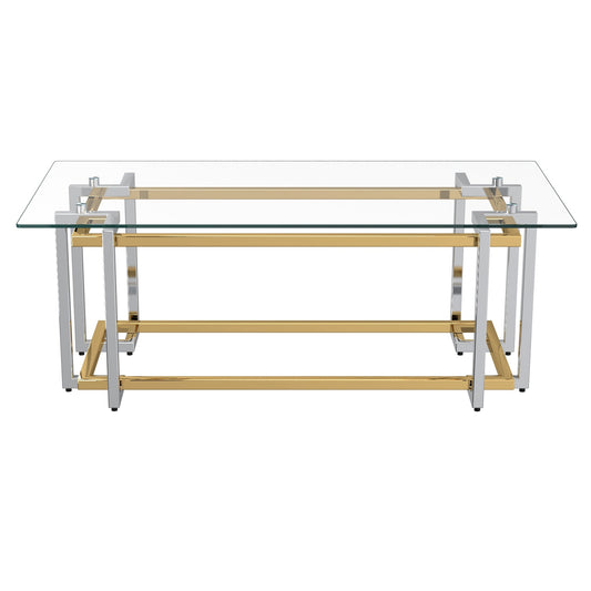Florina Gold Glass Coffee Table - Your Bar Stools Canada
