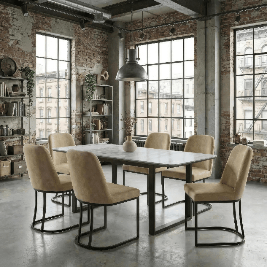 Gavin Extendable Dining Table Set for 8 with Dario Beige Chairs - Your Bar Stools Canada