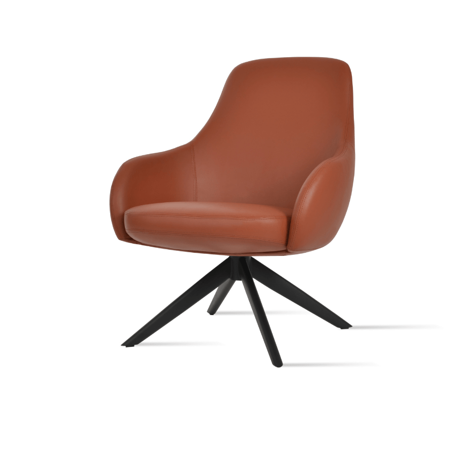 Gazel Brown Leather Swivel Chairs - Your Bar Stools Canada