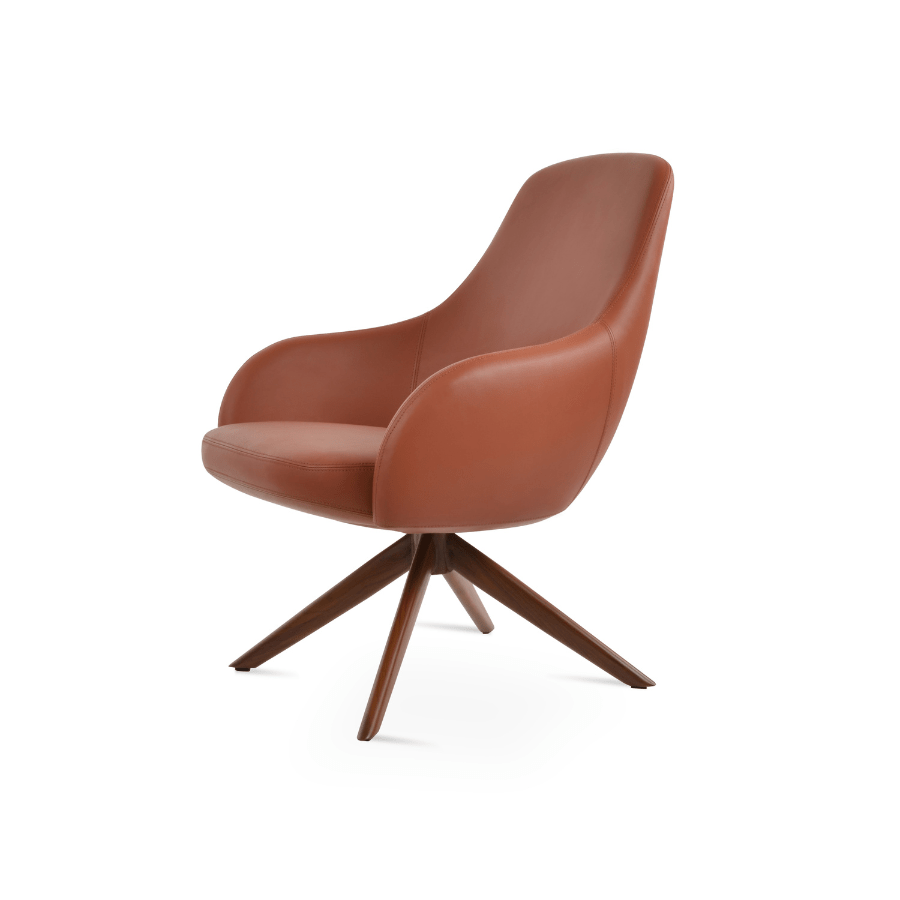 Gazel Brown Leather Swivel Chairs - Your Bar Stools Canada