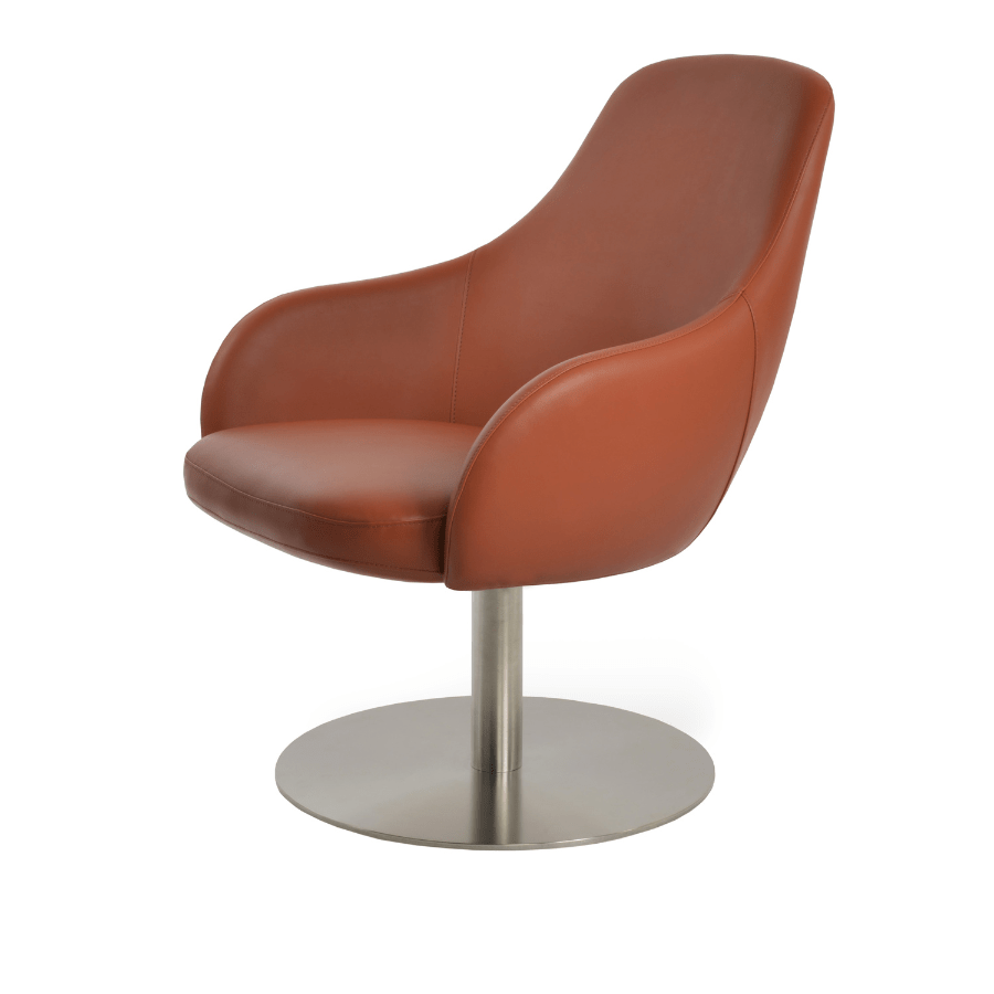 Gazel Brown Leather Swivel Chairs - Your Bar Stools Canada
