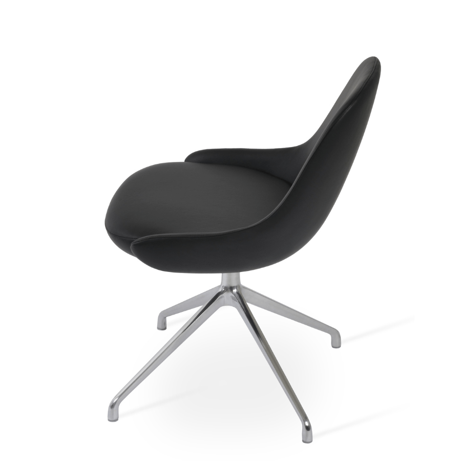 Gazel Swivel Dining Chair | Black Leather - Your Bar Stools Canada